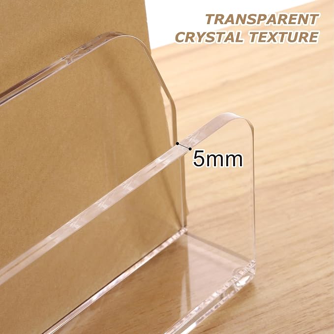 SANRUI Acrylic Desk Mail Organizer Sorters, Clear Letter Holder 5 Slot | Laddered File Desktop File Holder, Multifunction Envelope Vertical Folder Racks Document Holders for Office, Home, School