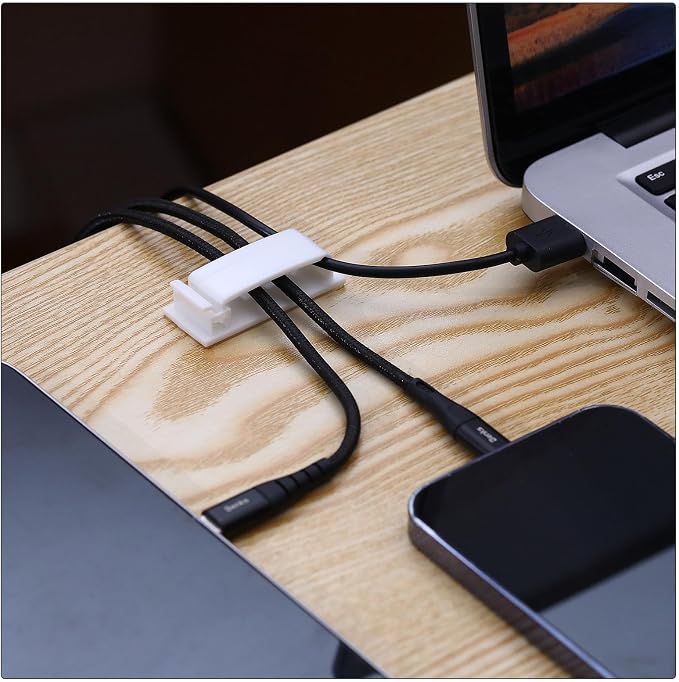 Hicarer 100 Pcs Christmas Light Clips Adhesive Hooks for Outdoor String Cable Wire Clips Adhesive Wire Management Cord Holder for The Wall, Under Desk, Car, Office and Home (x-Large, White)
