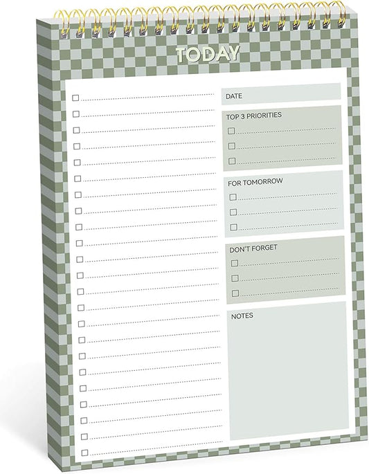 Taja To Do List Notepad - To Do List Notebook for Work with 52 Sheets, 9.8" x 6.5", Undated Daily Planner Perfect for Daily Tasks and Goal Setting, Notepad Suitable for Office, Home & School - Mint Checkered
