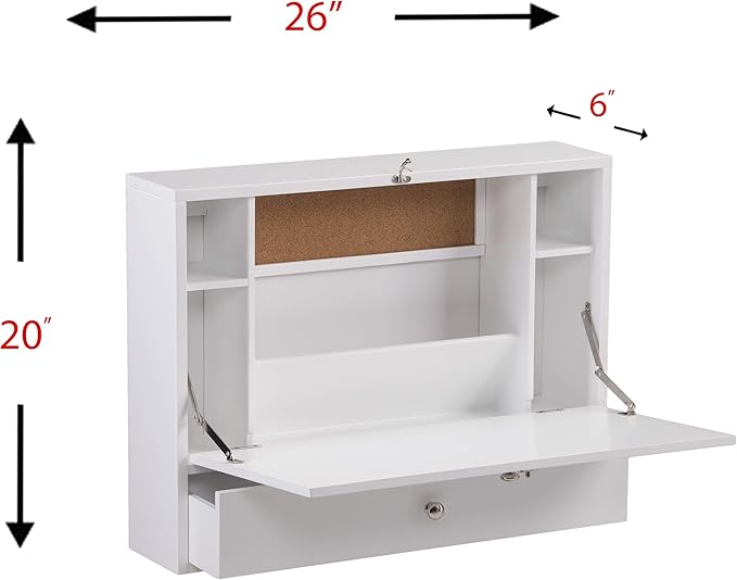 SEI Furniture Willingham Wall Mount Folding Desk, White