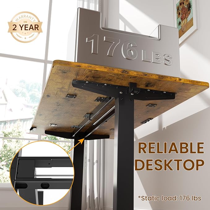 Veken 63" x 28" Super Large Standing Desk, Height Adjustable Electric Computer Desk, Sit to Stand Up, Modern Workstation for Home Office, Walking Pad, Writing, Gaming Bedroom Study, Brown