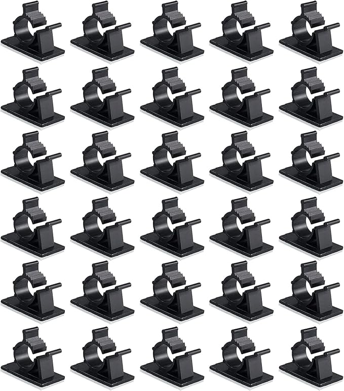 Viaky 30 Pcs Black Clips Self Adhesive Backed Nylon Wire Adjustable Cable Clips Adhesive Cable Management Drop Wire Holder | Nylon Self Adhesive Cable Clips Cord Organizer for Desk,Wall,Heavy Duty Sticky Wire Holder Clips for Cable Width 0.4''(10mm)
