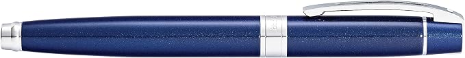 Sheaffer 300 Glossy Blue Lacquer Fountain Pen with Chrome-Plated Trim and Fine Nib