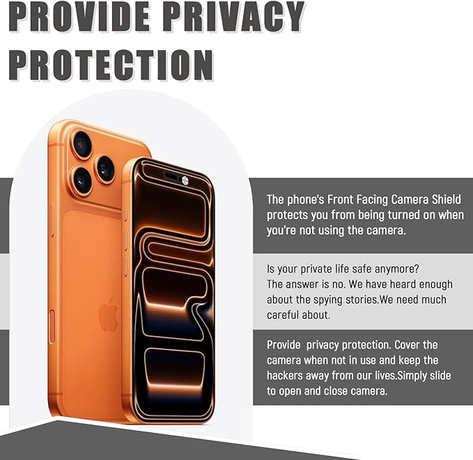 Front Camera Cover Compatible for iPhone 17/17 Air /17 Pro/17 Pro Max,Webcam Cover Protect Privacy and Security,Not Affect Face ID, 2 Pack-Silver
