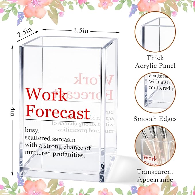 Funny Acrylic Pen Holder Cup, Warning Office Desk Decor, Caution Funny Pencil Holder Organizer, Sarcastic Coworker Gift, Office Desk Accessories