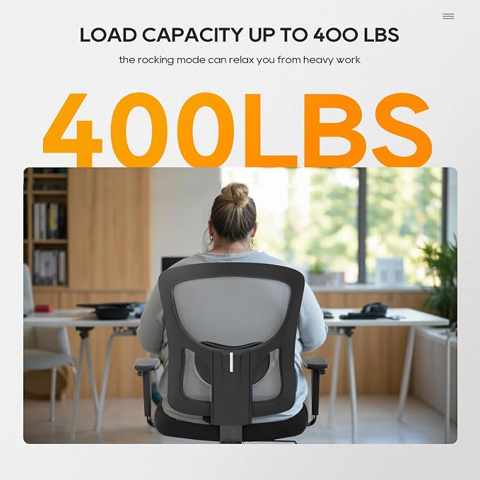 PayLessHere Ergonomic Desk Chair Office Chair Computer Chair 500lbs with Lumbar Support Wide Seat Adjust Arms Rolling Swivel High Back Task Executive Big and Tall Office Chair for Home Office，White