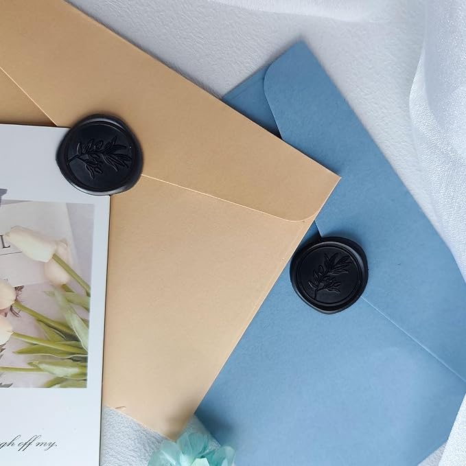 50Pcs Black Self-Adhesive Wax Seal Stickers - Wax Seal Perfect for Wedding Invitation or Envelope Good Adhesion and Easy to Use, Wedding Invitation Accessories
