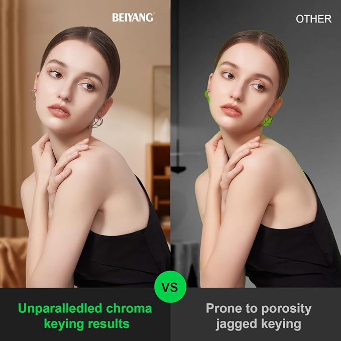 BEIYANG 8 Ft x 10 Ft Photography Backdrop Green Screen, Green Background Fabric Wrinkle Resistance, Greenscreen Photo Background for Chromakey Photo Studio Video Shooting