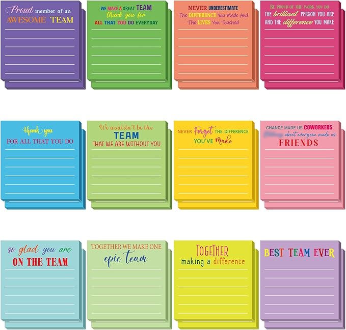 Yinder 24 Pcs Inspirational Sticky Notes Thank You Gift Motivational Sticky Note Pad Employee Appreciation Gift Bulk for Staff Coworker Teacher Nurse Office Groups 3 x 3'' (Thank You,Dark)