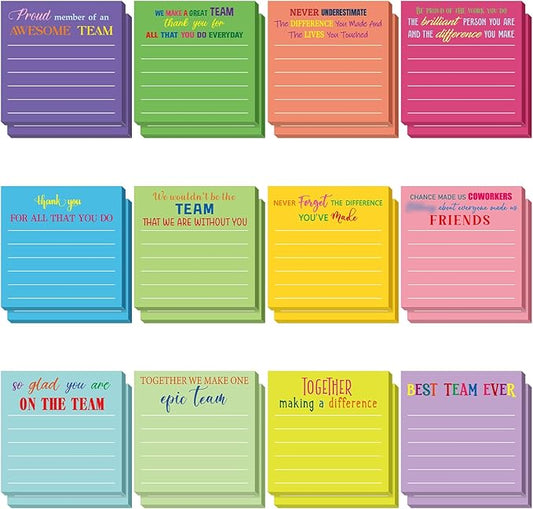 Yinder 24 Pcs Inspirational Sticky Notes Thank You Gift Motivational Sticky Note Pad Employee Appreciation Gift Bulk for Staff Coworker Teacher Nurse Office Groups 3 x 3'' (Thank You,Dark)