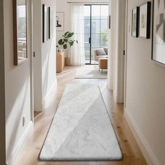 yongyangjuxin Soft Runner Rugs for Bedroom, White 2x8 Runners for Hallways Fluffy Rug Area Rug, Bedside Rug for Living Room Bedroom Room Home Decor