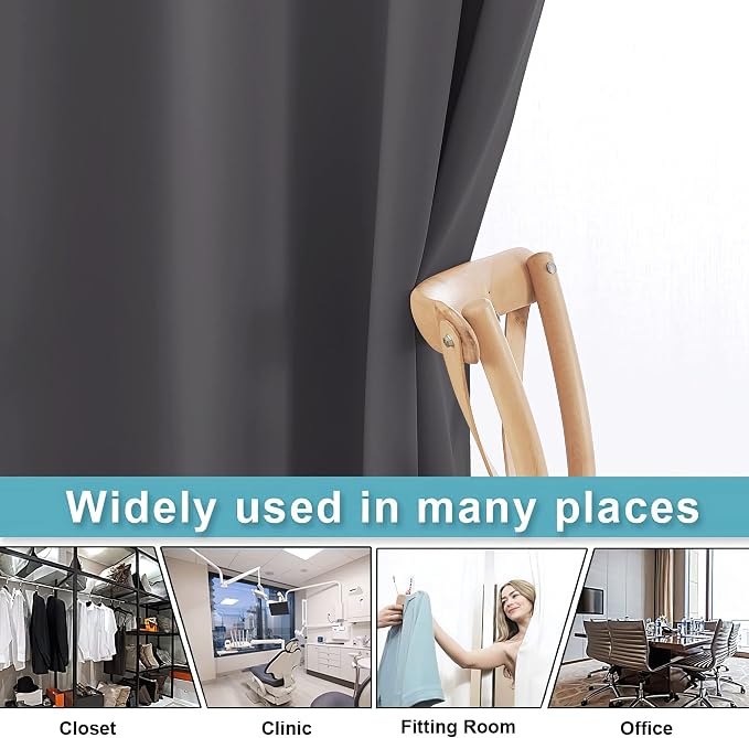 RYB HOME Extra Wide Curtains for Divider Room Separation Soundproof Temporary Door Curtains for Bedroom Closet Office Home Theatre Garage Living Room Privacy Drop Cloth, W 120 x L 84 inches, Grey