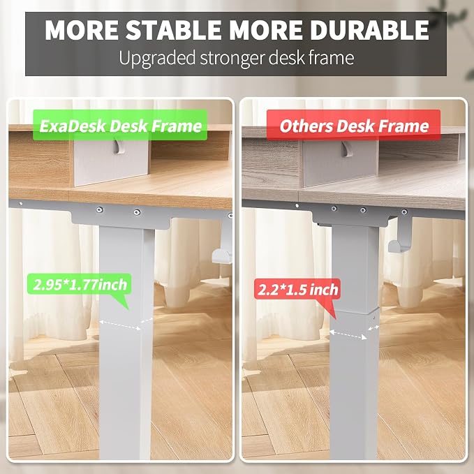 55 * 30 Inches Electric Standing Desk Adjustable Height with 4 Drawers, Double Storage Shelves Stand Up Desk, Home Office Workstation Sit Stand Desk (Nature)