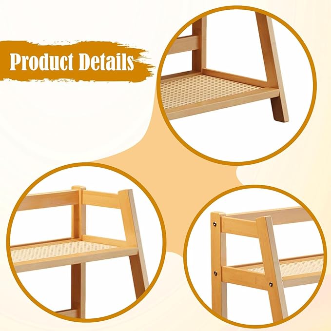 Double Layer Rack 2 Tier Bar Accessories Multipurpose Coffee Mug Display Stand Seasoning Storage Rack for Desk Office Bedroom, Bamboo Color S