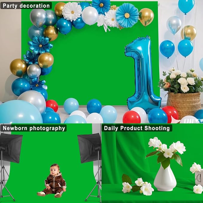 Green Screen Key Backdrop, Polyester, 5X7 FT, Photography Background, Machine Washable, Green, LY166