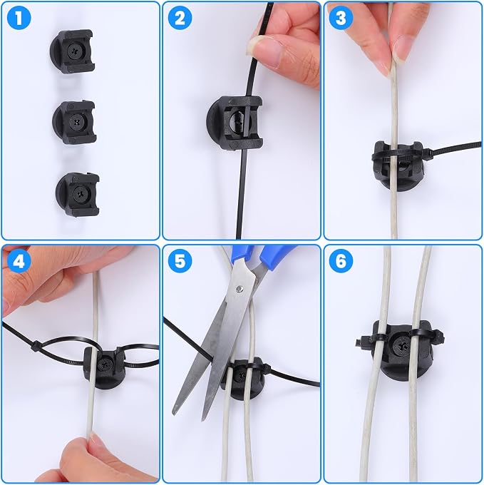 Molain Magnetic Zip Tie Mounts, 30Pcs Magnetic Clips with 200Pcs Magnetics Cable Ties, Heavy Duty Magnetics Wire Holder for Cable Management