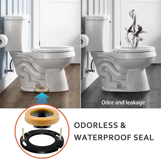 boeemi Toilet Flange Repair Kit with Wax Ring for Toilets Install or Leaking Toilet Wax Ring Replacement Kit Include Mounting Hardware Fits 3-inch or 4-inch Waste Lines