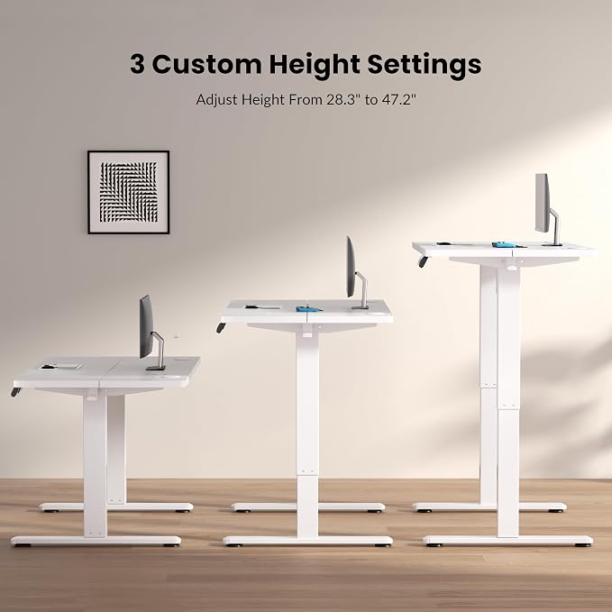 Electric Adjustable Standing Desk Frame Workstation,Up to 47.2",Ergonomic Standing Up Desk Base with Memory Controller,White Frame Only
