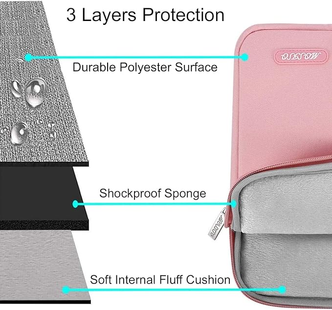 MOSISO Laptop Case 16 inch, 15-15.6 inch Laptop Sleeve Compatible with MacBook Pro 16 M5 M4 M3 M2 M1, HP Acer Dell Lenovo ASUS, Polyester Vertical Computer Sleeve Bag with Pocket, Pink