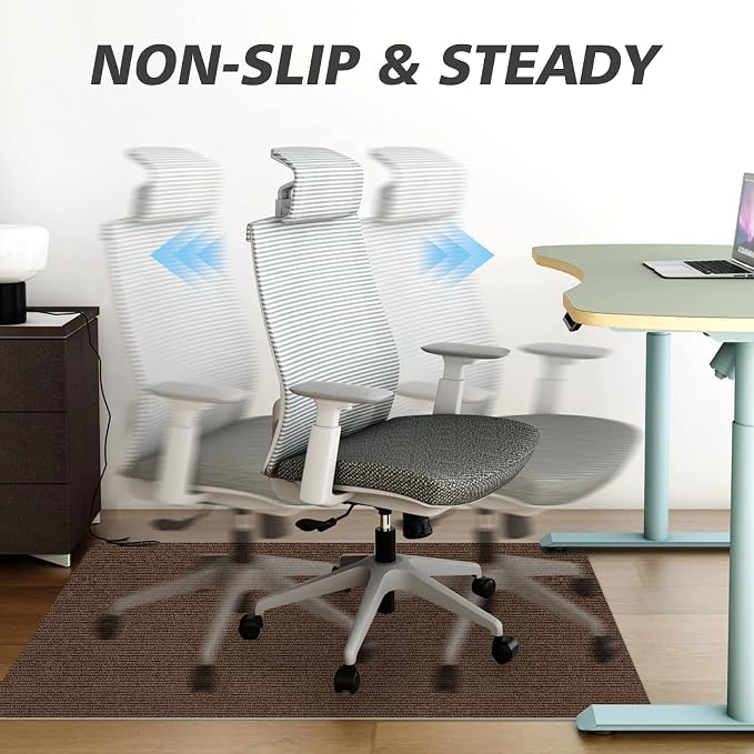 Sycoodeal Office Chair Mat for Hardwood Floor,Office Computer Gaming Chair Mat for Tile Floor,Large Floor Protector Rug,Anti-Slip,Easy to Clean,Coffee(55"x36")