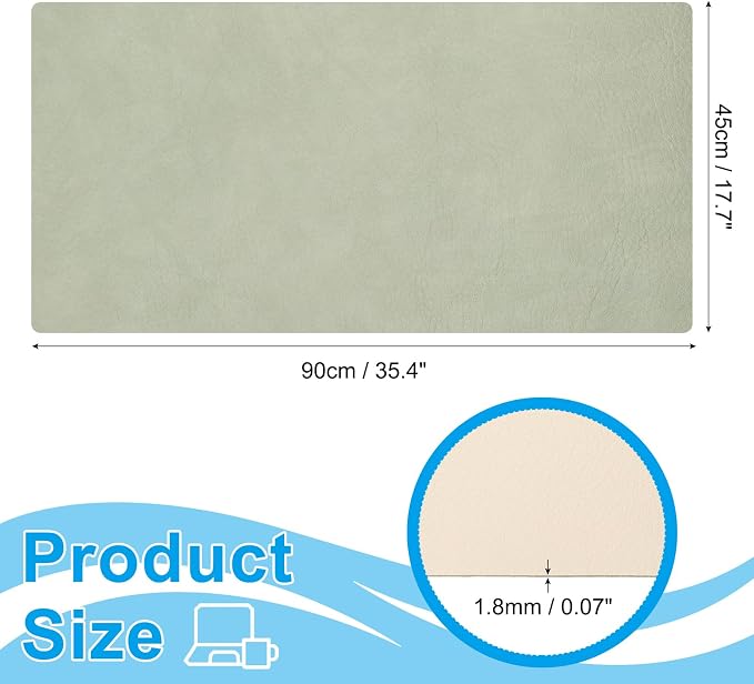 PATIKIL 35.4" x 17.7" Leather Desk Pad Protector, Large Dual-Sided Desk mat Waterproof PVC Leather Mouse Pad for Laptop Computer Writing Desk Table Gaming Home, Light Green/Beige