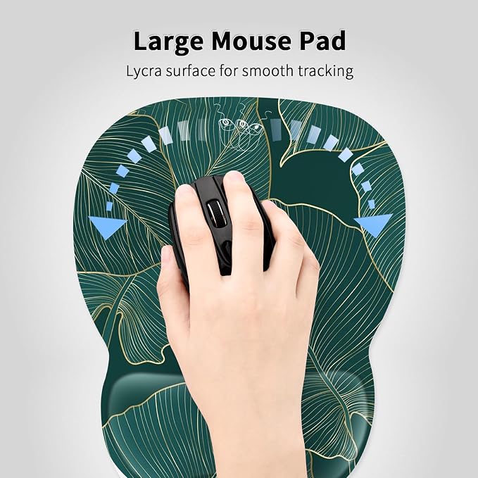 EooCoo Ergonomic Mouse Pad with Wrist Support, Mousepad with Memory Foam Wrist Rest and Non-Slip Base for Computer, Cafe, Home & Office, 9.64 x 8.26 in Office Desk Accessories
