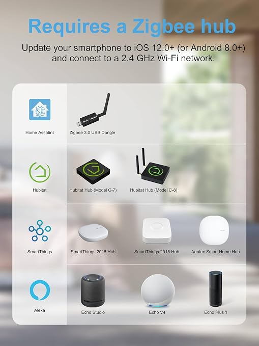EIGHTREE Zigbee Smart Plug 𝟭𝟱𝑨, Energy Monitoring, 𝗭𝗶𝗴𝗯𝗲𝗲 𝗛𝘂𝗯 Required, Zigbee Repeater, ETL Certified, Smart Plugs That Compatible with Alexa & Home Assistant & SmartThings, 2 Packs