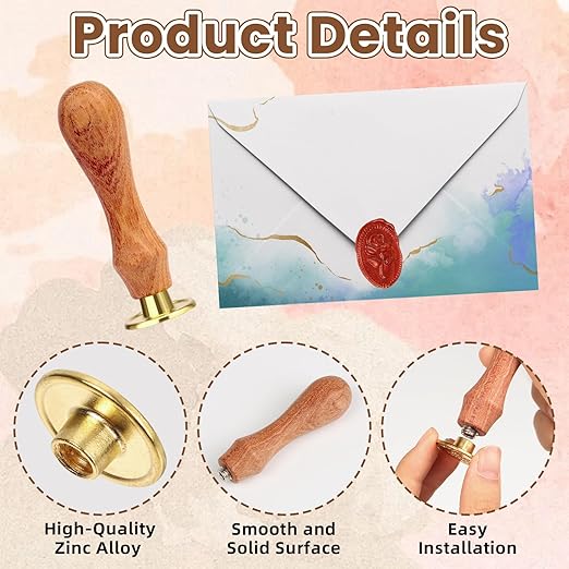 21 Pcs Wax Seal Stamp Kit, Vintage Classic Brass Wax Stamp Seal Head with Wooden Handle for Wedding Party Invitation Greeting Cards Envelopes Gift Wrapping Letter