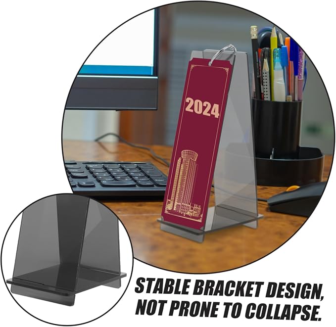 Uonlytech Dragon Year Acrylic Desk Calendar Stand Lightweight Portable Calendar Holder for Office Home School Display Rack Desktop Flip Calendar Bracket