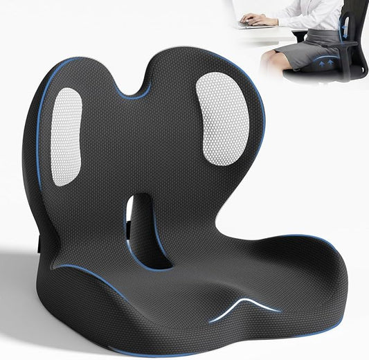 Seat Cushion,Memory Foam Chair Cushion for Office and Car,Ergonomic Coccyx Seat Cushion for Tailbone,Sciatic Nerve,Lower Back Pressure Relief,Lumbar Support Pilow for Office,Car,Truck,Desk Chair