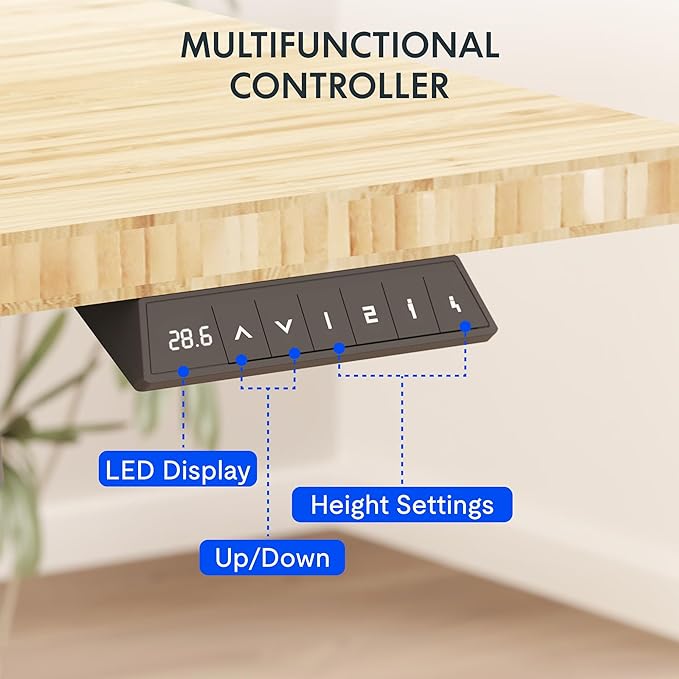 FLEXISPOT EN2 Whole-Piece Bamboo Standing Desk with Clamp Power Strip, 48 x 24 Electric Stand Up Height Adjustable Desk with Cable Management (Grey Frame + 48" Bamboo Top, 2 Packages)