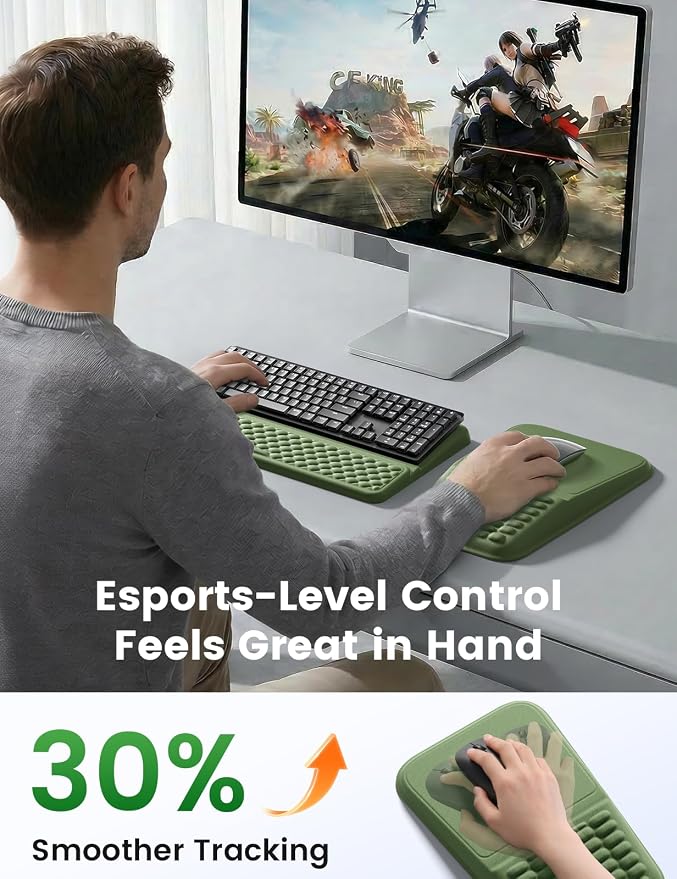 Vaydeer Keyboard Stand and Mouse Pad Set with Wrist Rest, Soft Memory Foam Wrist Support, Ergonomic Wrist Cushion for Desk, Relieves Carpal Tunnel Pain, Palm Hand Typing for Office, Gaming, Pink