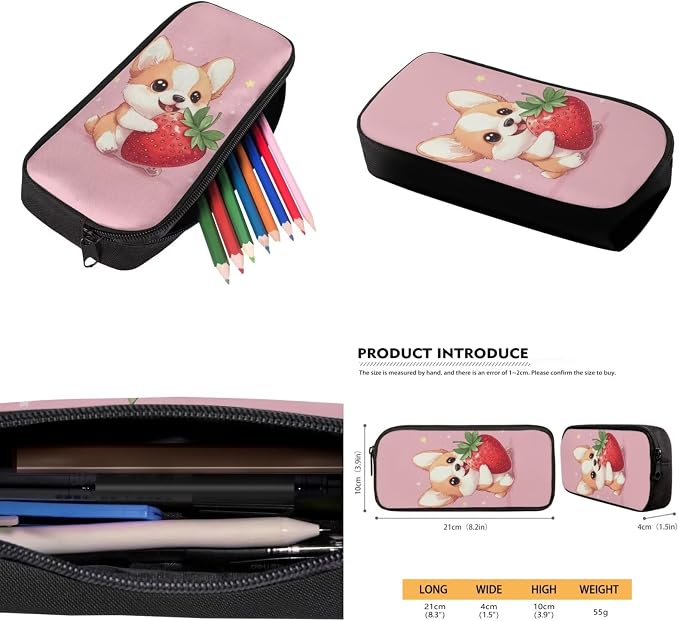 Ystardream Cartoon Corgi School Bag for Girls Backpack with Lunch Box Pencil Case Water Bottle Sleeve 4 Pcs Bookbag with Adjustable Straps Backpack for Little Big Kids Daily Use Comfortable