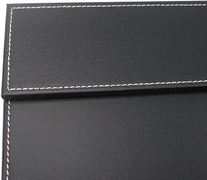 KINGFOM Ultra-Smooth PU Leather Desk Pad & Mat Office Desk Drawing & Writing Board A3/ A4 File Paper Clip Table Protector Mat on Top Large 24''x18'' (Black)