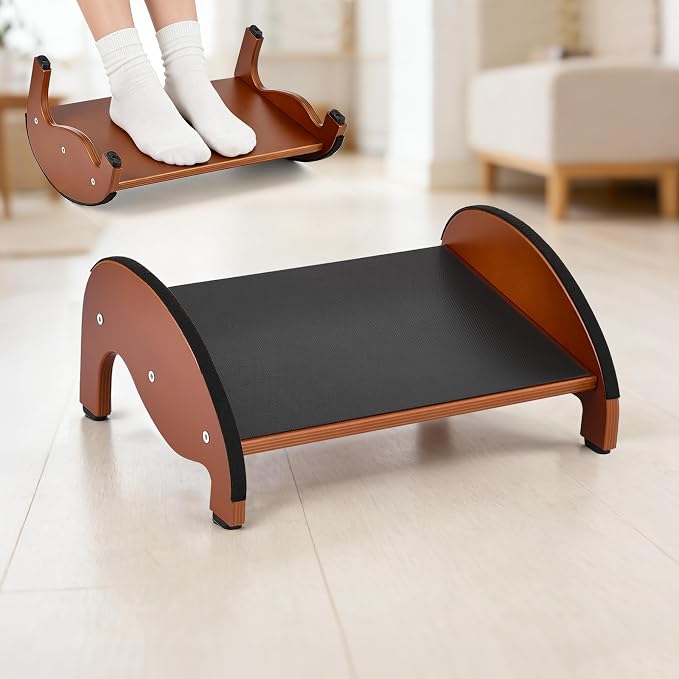 Foot Rest Under Desk, Ergonomic Solid Wooden Under Desk Footrest | Foot Rest for Under Desk with Non-Slip Silicone Top & Rubber Feet, 10° Tilt Foot Stool for Office Home-15.7''×11''×6.3''