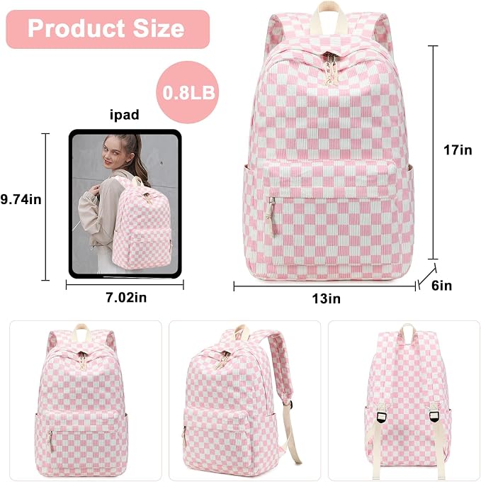 Bluboon School Backpack Set Girls Womens Laptop Bookbag Casual Daypack Fits 15 inch Laptop with Lunch Tote Bag and Pencil Bag