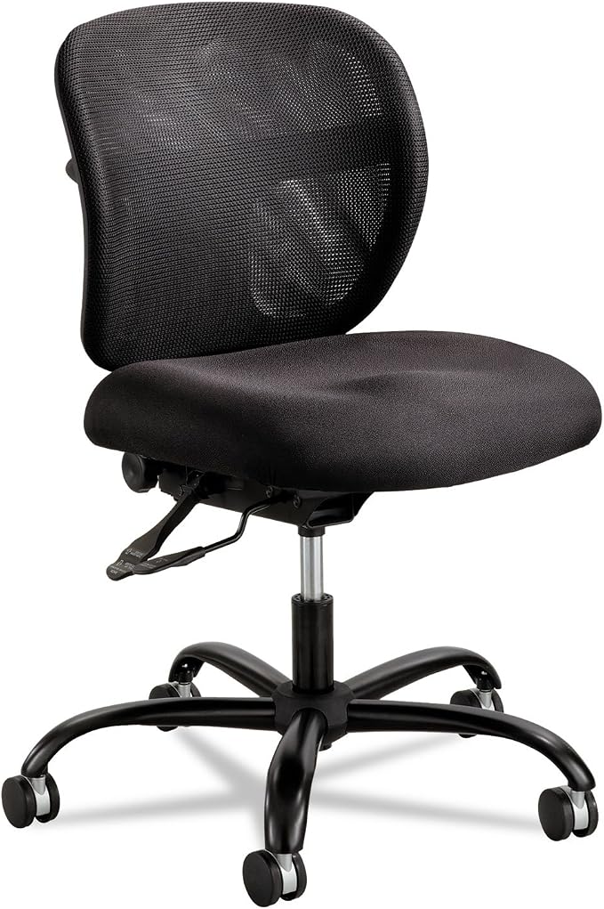 Safco Vue Office Chair, Heavy Duty Stool, 500 lbs Capacity, Ergonomic Mesh Back, 360 Swivel Seat, 5-Star Base, Big and Tall, Black