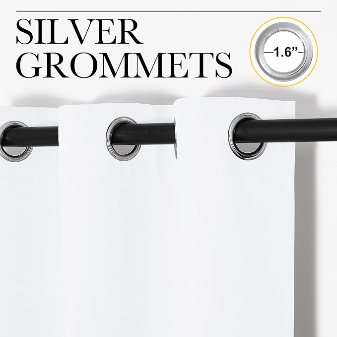 NICETOWN Room Darkening Window Treatment Curtain, Pure White, Single Panel, 42 by 45, Energy Smart Thermal Insulated Block Out Sunlight Shade & Blind for Bedroom with Grommet Ring Top