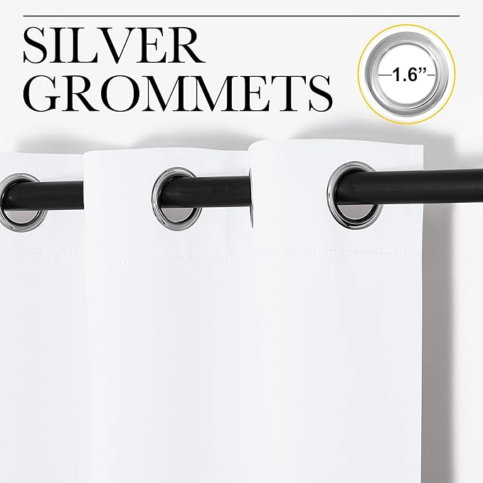 NICETOWN Room Darkening Window Treatment Curtain, Pure White, Single Panel, 55 by 78, Energy Smart Thermal Insulated Block Out Sunlight Shade & Blind for Bedroom with Grommet Ring Top