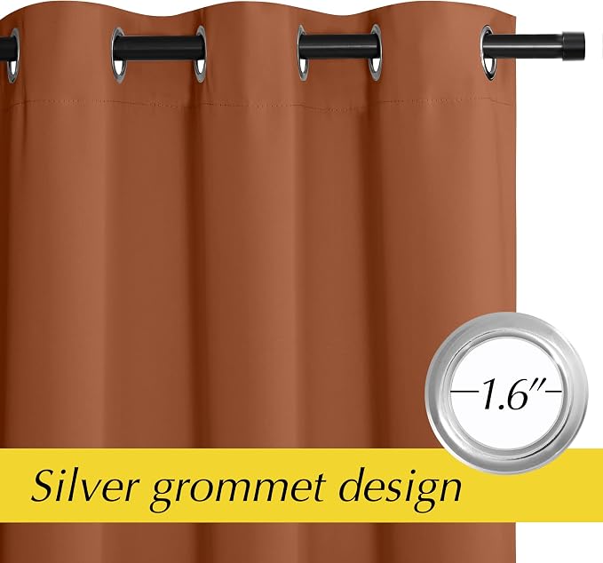 NICETOWN Burnt Orange Privacy Heat Blocking Blackout Thermal Insulated Door Curtain, Soundproof Grommet Top Bedroom Doorway Curtains Closet Curtain, 42" x 95", 1 Panel