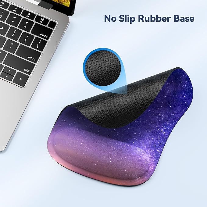 TECKNET Ergonomic Mouse Pad with Wrist Support | Soft Memory Foam, Fast Rebound, Pain Relief，Waterproof Surface, Non-slip Base