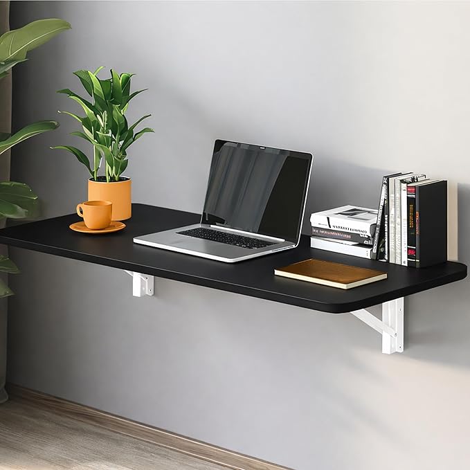 Laundry Folding Table, 40'' x 20'' Wooden Wall Mount Desk, Laundry Table for Folding Clothes, 40'' Length (Black Color)