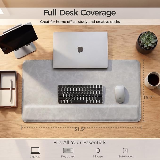 Magnetic Desk Mat System with Wrist Support 80×40cm, Premium Leather Desk Pad with Magnetic Accessories, Waterproof Non-Slip Desk Organizer for Office & Gaming