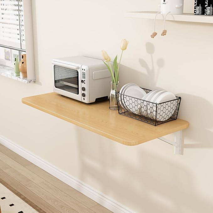 Wall Mounted Laundry Room Folding Table，Fold Down Desk for Small Spaces |Office|Study|Work Bench|Kitchen Dining Restaurant| Home Bar | Waterproof Easy to Install and Clean39.4×19.7"