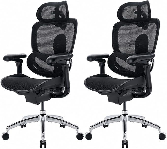 SIHOO Doro C300 Pro V2 Ergonomic Office Chair, Full-Body Adaptive Support, 8D Armrests & Breathable Mesh, Comfy High Back Computer Desk Chair for Long Hours, 135° Recline, 2 Packs, Black