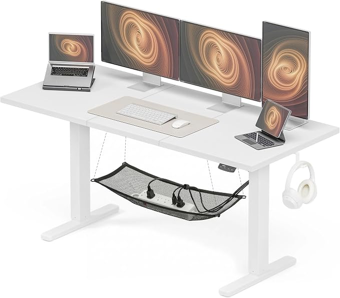 Acrolix Electric Standing Desk, Height Adjustable Home Office Desk with Memory Presets & Cable Management,White Sit Stand Desk for Work from Home, Ergonomic Computer Desk (63" x 24")