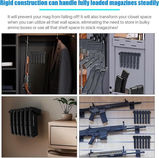 Upgraded Magnetic PMAG Wall Mount & Magazine Rack, 1 Pcs | Standard Capacity Mag Holder, Home Tactical Storage, Heavy Duty Display Stand, Room Organizer