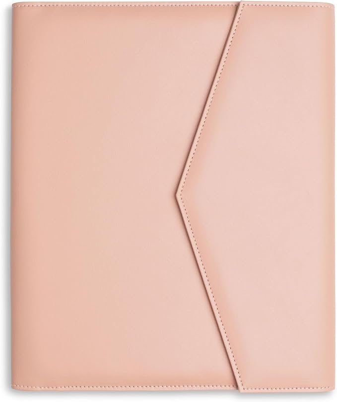 FOREVERMORE PORTFOLIOS Padfolio Binder Organizer for Women | Faux Leather Portfolio Folder for Resume, Documents, Notebook, Tablet and Business Cards | Notepad Included - Pink