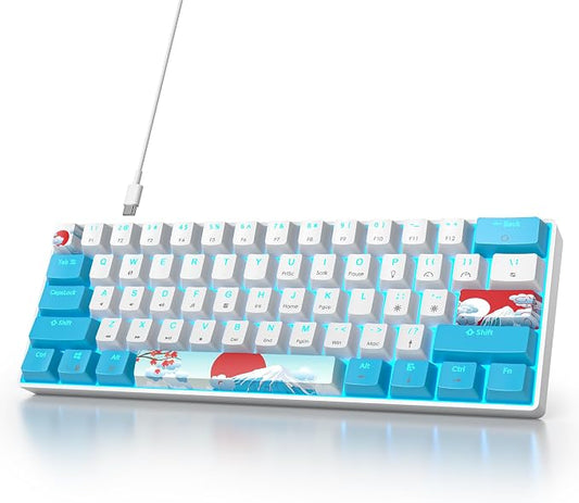 60 Percent Gaming Keyboard 61 Keys Wired Mechanical Keyboard Ultra Compact Key Board Red Switch LED Backlit for Windows Laptop Gamer