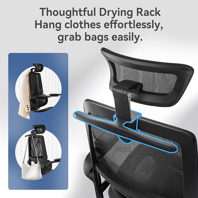 SIHOO M59AS Ergonomic Office Chair, Dual Backrest, Adaptive Lumbar Support | 3D Flip-Up Armrests, Full Breathable Mesh, Reinforced Aluminum Base, 330 lb, Comfort That Moves With You, Black